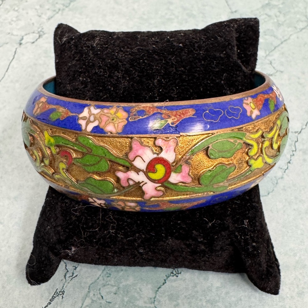 Cloisonne Floral Bangle Bracelet